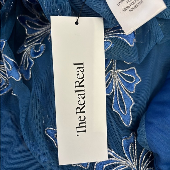 JS Collections Blue Appliqué Gown - Picture 6 of 8